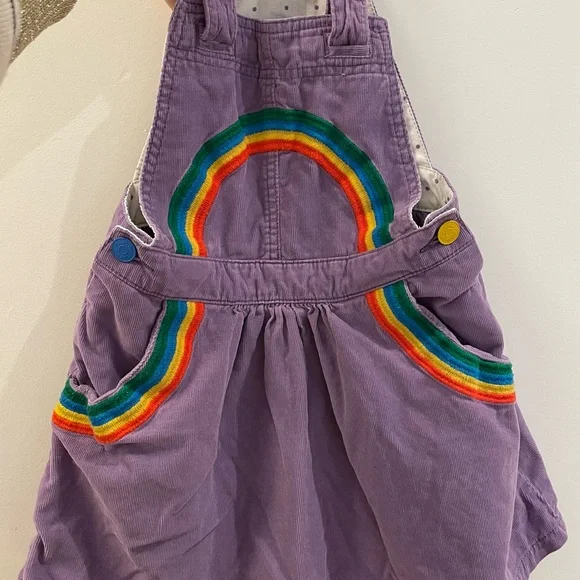 Mini Boden Purple Rainbow Overalls Dress Size 5-6 - Picture 5 of 7